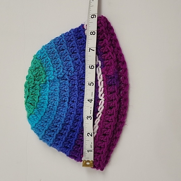 Crochet Beanie Unisex Multicolor Stripes Soft & Stretchy Hat - Picture 4 of 9